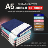 A5 200 Pages Fashion Glued PU Leather Cover Journal Travel Notebook Travellers Diary(Light Blue) - Front View