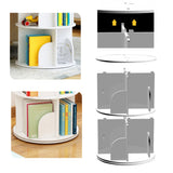 White Wooden Circular 360-Degree Rotating Bookshelf Display Storage Stand(3 Layers) - Side View