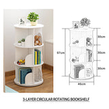 White Wooden Circular 360-Degree Rotating Bookshelf Display Storage Stand(3 Layers) - Top-Down View