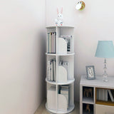 White Wooden Circular 360-Degree Rotating Bookshelf Display Storage Stand(3 Layers) - 45-Degree Angle