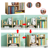 Resize-able Thick Wood Desktop Bookshelf Display Rack Unit(White) - Top-Down View