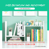 Resize-able Thick Wood Desktop Bookshelf Display Rack Unit(Light Walnut) - Side View