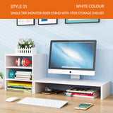 Wooden Desk Monitor Riser Stand With 3Tier Storage Shelves Desktop Bookshelf(Walnut Wood(Style 02)) - Top-Down View
