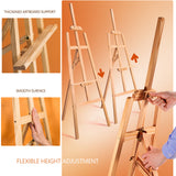 Solid Pine Wood Easel Artist Art Display Painting Shop Tripod Stand Adjustable(150CM) - 45-Degree Angle