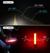 Rechargeable LED Bicycle Light USB Waterproof Cycle Headlight-Taillight Combinations - Top-Down View