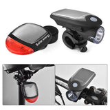 Solar Powered Bicycle Cycling Bike LED Headlight + Rear Tail Light Lamp LED with Gift Box - 45-Degree Angle