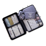 6 Pcs Waterproof Compression Packing Cubes Large Travel Luggage Organizer Storage (Pink) - Front View