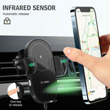 Automatic Clamping 15W Wireless Car Fast Charger Mount 2in1 Car Phone Holder - Front View