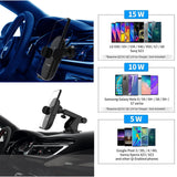 Automatic Clamping 15W Wireless Car Fast Charger Mount 2in1 Car Phone Holder - Close-Up Angle