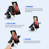 Automatic Clamping 15W Wireless Car Fast Charger Mount 2in1 Car Phone Holder - Extra Image