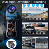 10.26 Wireless Apple Android Carplay Dual Dash Cam Front Rear Camera with 64G Card - Top-Down View