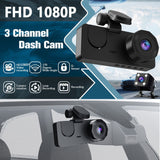 3 Channel Car DVR HD 1080P Vehicle Dash Cam Three Way Camera DVRs Recorder with 32 GB Card - Front View