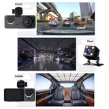 3 Channel Car DVR HD 1080P Vehicle Dash Cam Three Way Camera DVRs Recorder with 32 GB Card - Side View