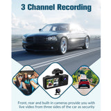 3 Channel Car DVR HD 1080P Vehicle Dash Cam Three Way Camera DVRs Recorder with 32 GB Card - Top-Down View