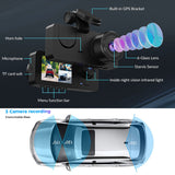 3 Channel Car DVR HD 1080P Vehicle Dash Cam Three Way Camera DVRs Recorder with 32 GB Card - Close-Up Angle
