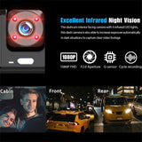 WIFI 3 Channels Dash Cam 1080P Full HD Car Dashcam with Hardwire Kit and 32GB Card - Side View