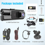 WIFI 3 Channels Dash Cam 1080P Full HD Car Dashcam with Hardwire Kit and 32GB Card - Low Angle