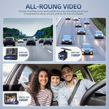 Front and Rear Triple Lens Dash Cam 1080P HD 4-inch touch screen wide-angle lens - Front View