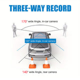 Front and Rear Triple Lens Dash Cam 1080P HD 4-inch touch screen wide-angle lens - Rear View