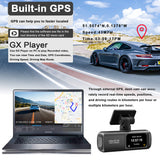 4K Front and Rear Dual Dash Cam WiFi GPS Car Camera with 64GB SD Card - 45-Degree Angle