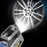 Portable Digital Car Air Compressor Tire Inflator With Emergency Flashlight - Side View
