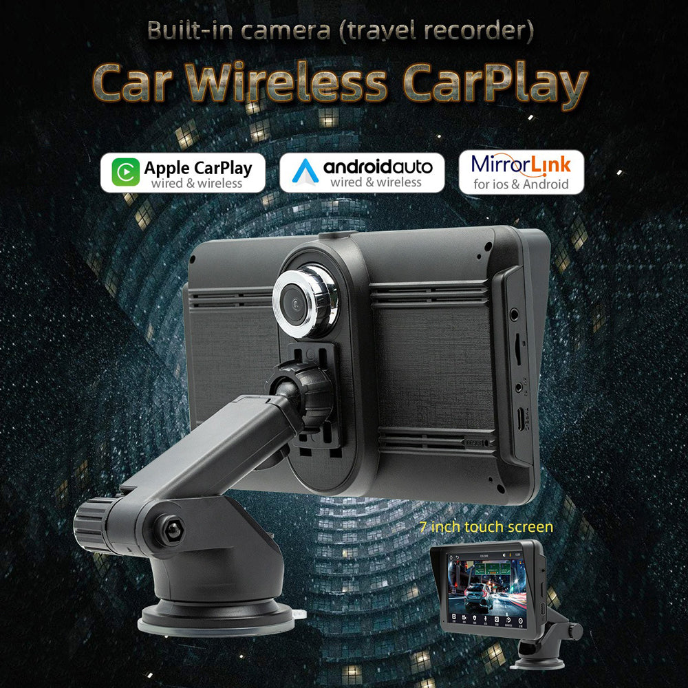 7 IPS HD Touch Screen Apple Android Carplay with Dual Dashcam 64G Card