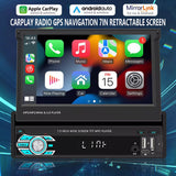 7in Universal Retractable Screen For Apple Carplay AndroidAuto With 12LED Rearview Camera - Front View
