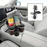 Universal 3in1 Car Cup Holder Tray Phone Mount Drink Food Table Tidy Organizer - Front View