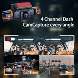 4-Channel 360° Panoramic 1080P HD Dash Cam Comes With 32GB TF Card - Side View