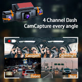 4 Channel 5G WiFi Dashcam FHD 1080P 170° Wide Angle G-Sensor with 64GB Card - Side View