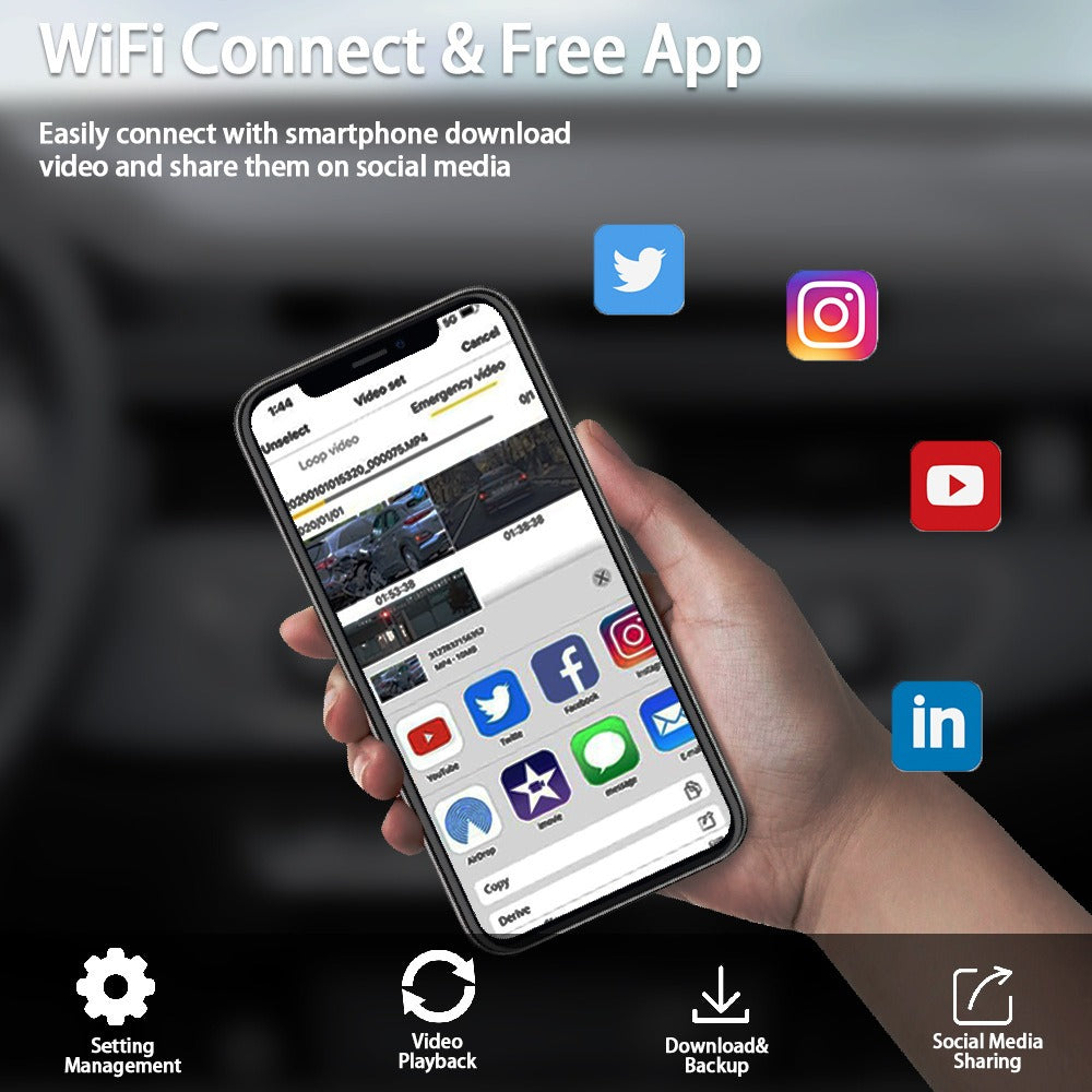 4 Channel 5G WiFi Dashcam FHD 1080P 170° Wide Angle G-Sensor with 64GB Card