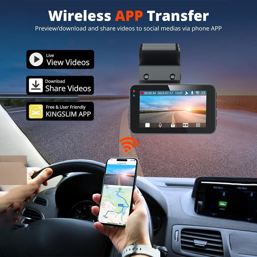 4K+2.5K Dual Dash Cam with WiFi GPS ADAS, Front and Rear Car Camera Recorder with 32GB Card