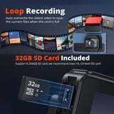 4K+2.5K Dual Dash Cam with WiFi GPS ADAS, Front and Rear Car Camera Recorder with 32GB Card - Top-Down View
