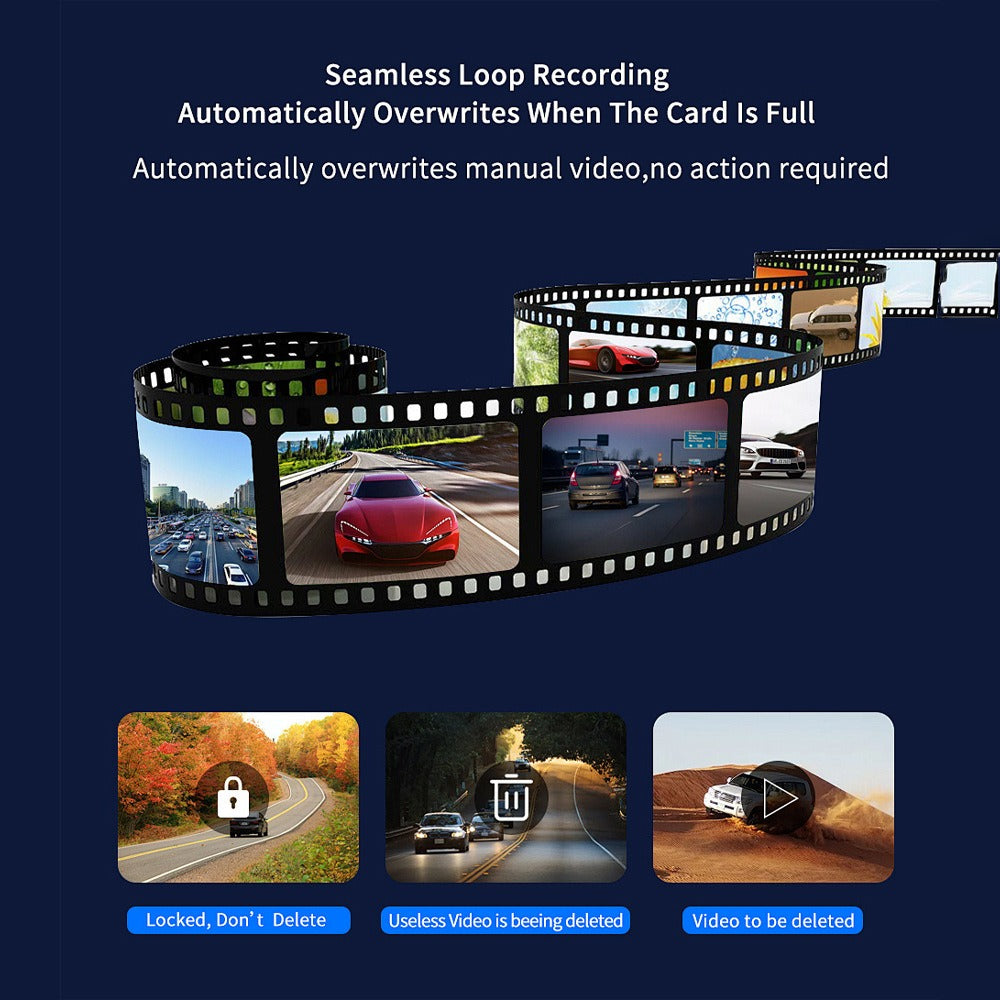 4K+2.5K Dual Dash Cam with WiFi GPS ADAS, Front and Rear Car Camera Recorder with 32GB Card