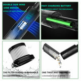 Wireless Charge 6000Pa Suction Powerful Portable Car Vacuum Cleaner Home Duster(Black) - 45-Degree Angle