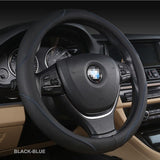 Universal Luxury Car 37-38cm Steering Wheel Cover PU Leather Non-slip Breathable (Black-red) - Front View