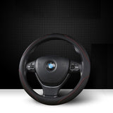 Universal Luxury Car 37-38cm Steering Wheel Cover PU Leather Non-slip Breathable (Black-blue) - Side View
