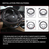 Universal Luxury Car 37-38cm Steering Wheel Cover PU Leather Non-slip Breathable (Black-blue) - 45-Degree Angle