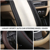 Universal Luxury Car 37-38cm Steering Wheel Cover PU Leather Non-slip Breathable (Black-blue) - Close-Up Angle
