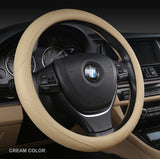 Universal Luxury Car 37-38cm Steering Wheel Cover PU Leather Non-slip Breathable (Cream) - Front View