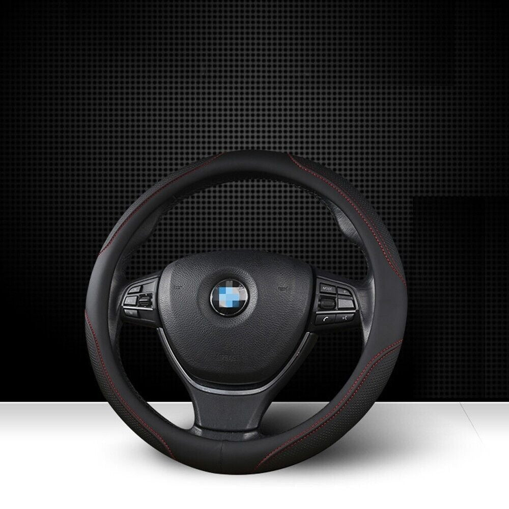 Universal Luxury Car 37-38cm Steering Wheel Cover PU Leather Non-slip Breathable (Cream)