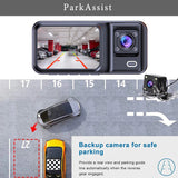 Front and Rear Triple Lens Dash Cam 1080P HD Three-Lens Driving Recorder Reversing Visual Recording - Top-Down View