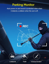 WIFI 3 Channels Dash Cam 1080P Full HD Car Dashcam Comes with Free 32GB Card - Close-Up Angle
