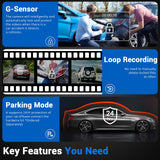 Wifi 10 2K Dash Cam RearView Camera Reversing Recorder Comes with Free 32GB Card - Side View