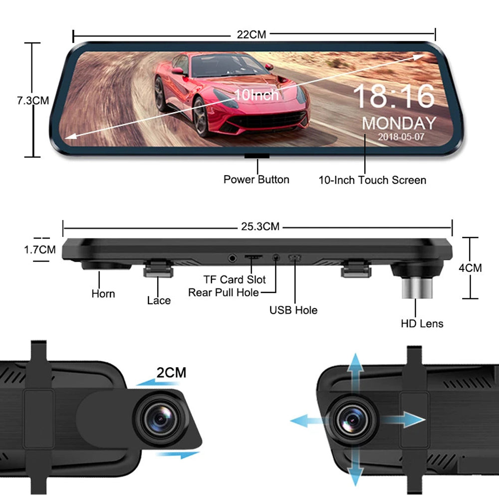 Wifi 10 2K Dash Cam RearView Camera Reversing Recorder Comes with Free 32GB Card