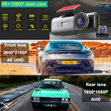 4K Dash Cam UHD 2160P WiFi Front Dashcam Night Vision Car Camera with 64GB Card - Side View