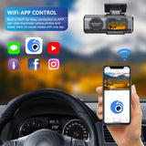 4K Dash Cam UHD 2160P WiFi Front Dashcam Night Vision Car Camera with 64GB Card - 45-Degree Angle