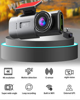 4K Dash Cam UHD 2160P WiFi Front Dashcam Night Vision Car Camera with 64GB Card - Extra Image