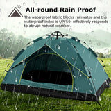 Waterproof Automatic Camping Tent 3-4 Person Come with Moisture Proof Pad(Blue) - Top-Down View