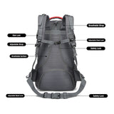 40L Waterproof Outdoor Hiking Backpack Camping Outdoor Trekking Bag(Black) - 45-Degree Angle